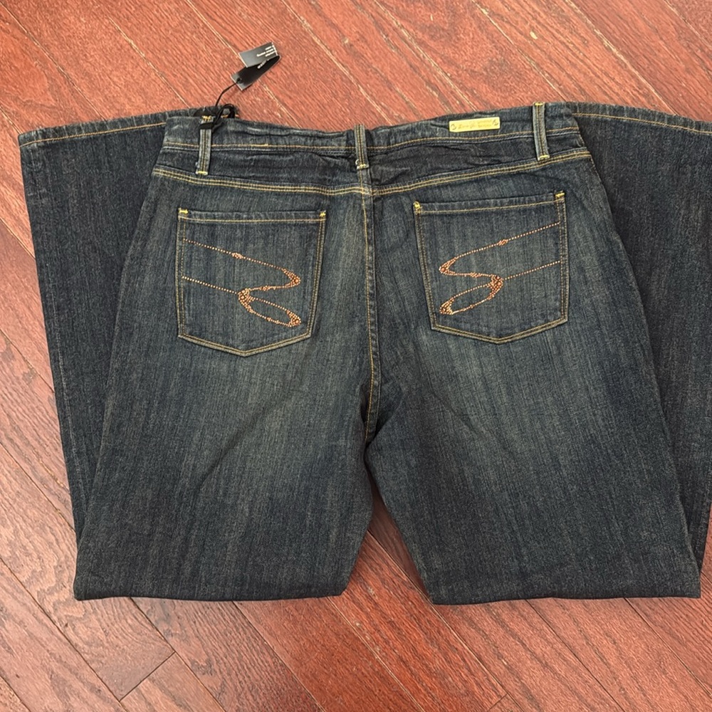 Seven7 Women's Boot Cut Jeans - Dark Blue - Picture 2 of 8